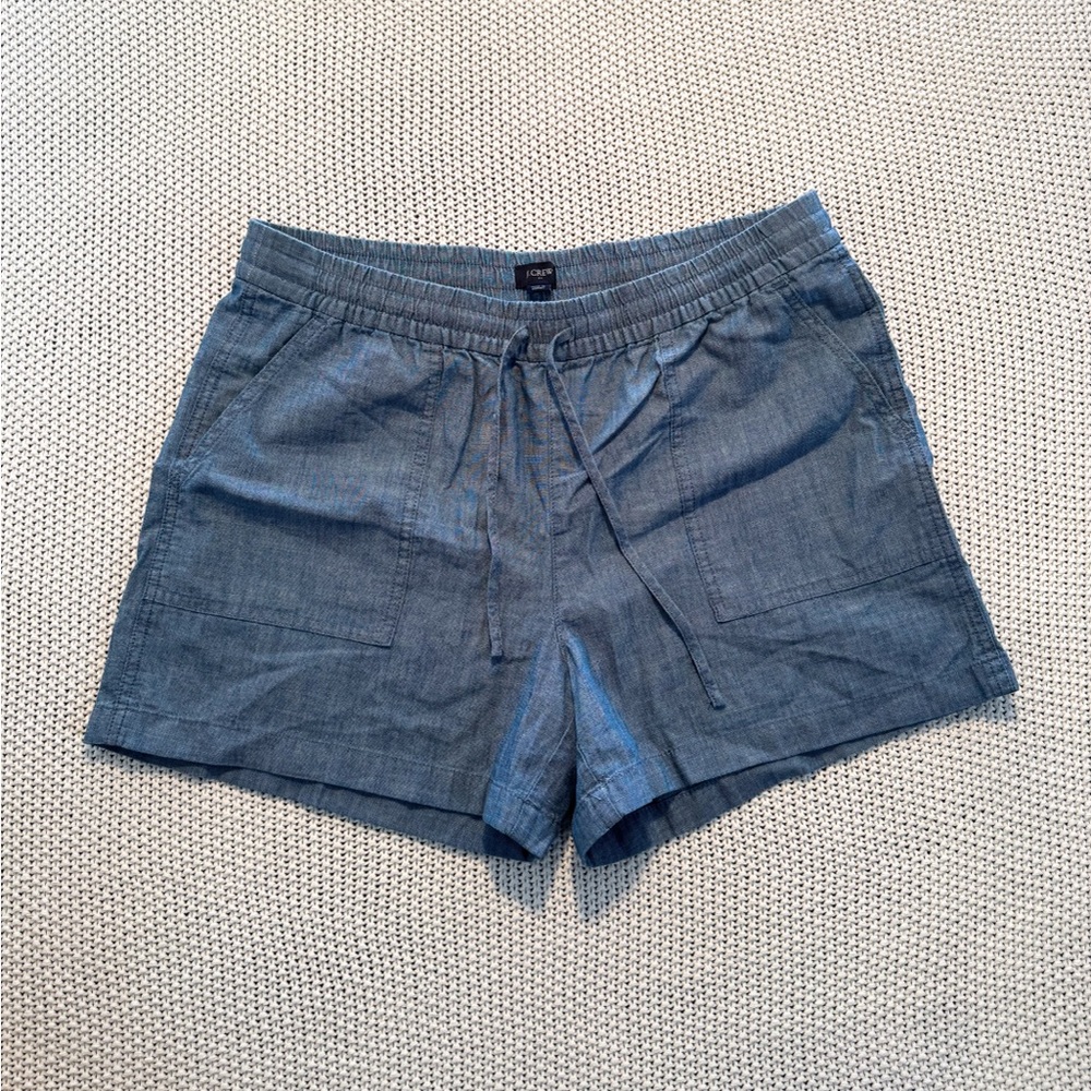 J. Crew High Rise Cotton Drawstring Casual Blue Shorts